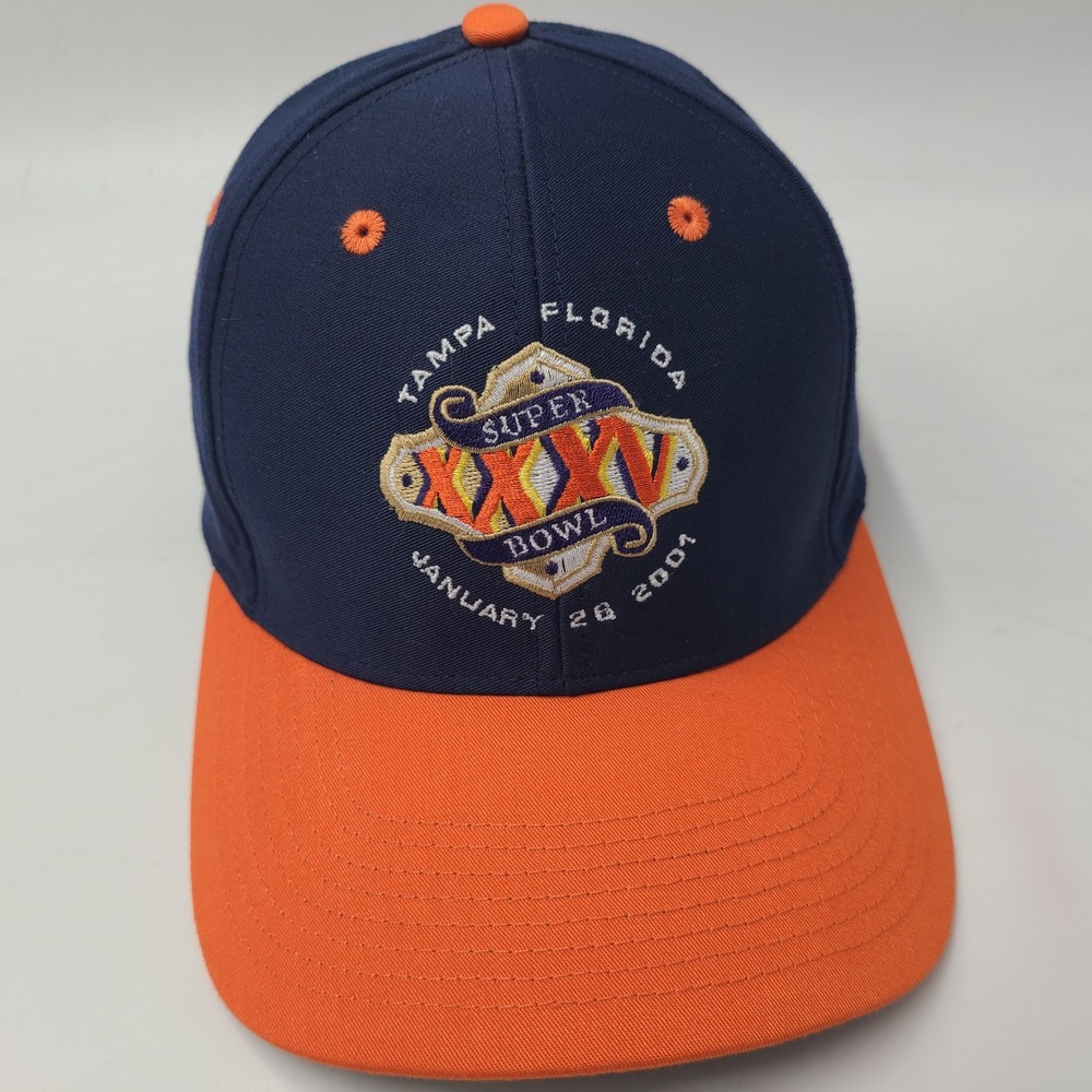 Vintage Super Bowl XXXV Hat Snapback Logo Athletic Blue Orange NFL Football Men